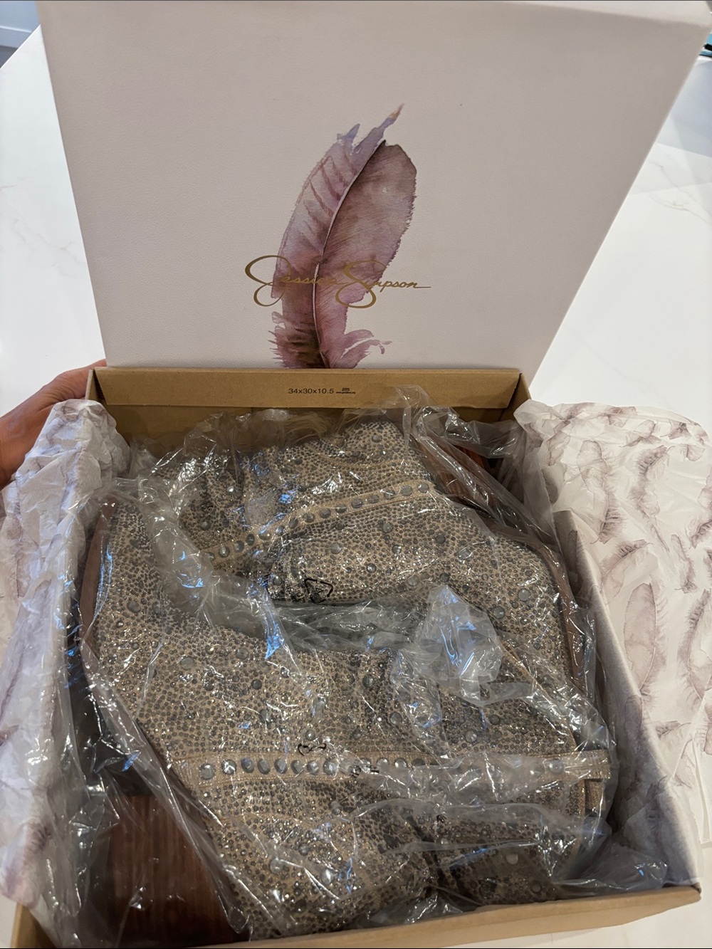 Jessica Simpson Champagne Crystal Western Ankle Boots - Picture 9 of 9